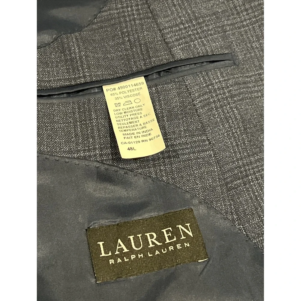 LRL Ralph Lauren Black Label Blazer  Men's Size 48L Color Blue Plaid